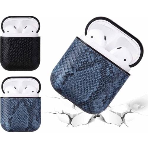 Vococal PU Leather Snake Wireless Carrying Holder Shell Box with Hook for Apple AirPods 2 Case Cover Air Pods 2 coque funda