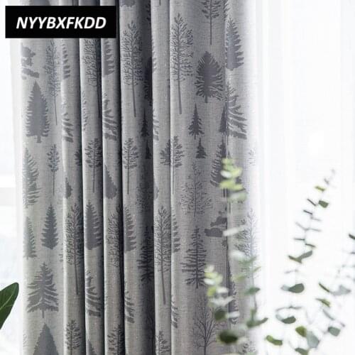 Gray Brown Trees Trees Polyester Cotton Home Jacquard Blackout Curtains Cloth For Bedroom Living Room Window Treatment Drapes