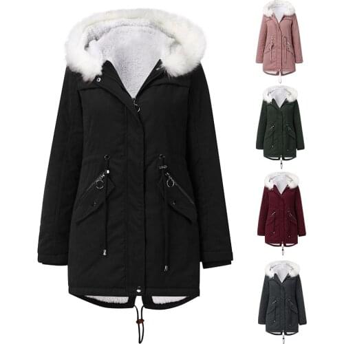 Womens cotton collar grab velvet clothing in the long hooded winter warm plus suede coat womens cotton clothing