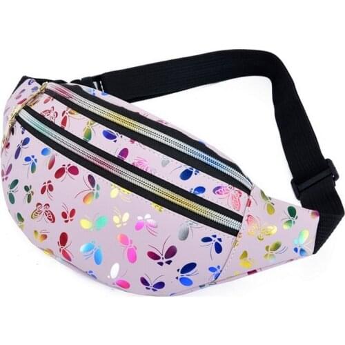 2021 Printed Waist Bag Women Fanny Pack Colorful Girls Bum Bag Travel Kids Cartoon Belt`s Bag Festival Mobile Phone Pouch Purse