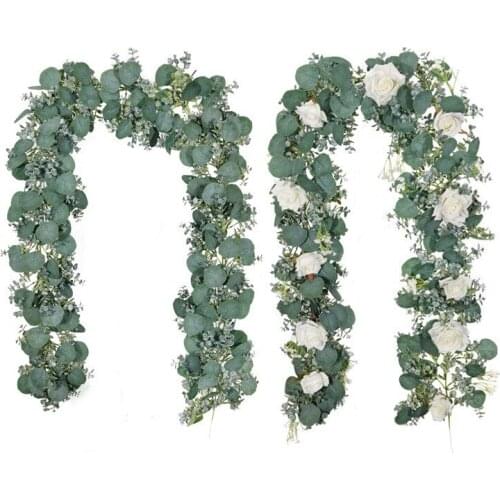 2M Artificial Flowers Vine String Eucalyptus Leaf Vine Garland For Wedding Arch Party Decoration Wall Hanging Rattan Home Decor