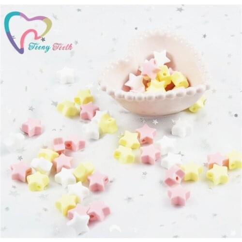 Teeny Teeth 200PCS Small StarShaped Silicone Beads BPA Free Food Grade Teether Materials for DIY Baby Teething Necklace Jewelry