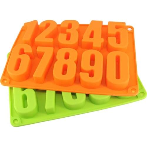 3D DIY Fondant Cake Moulds 0-9 Numbers Shape Baking Mold Silicone Chocolate Cupcake Pastry Molds Baking Supplies Decorating Tool