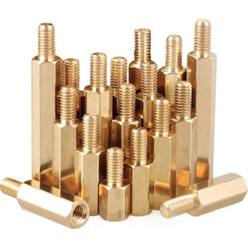 50pcs/lot Gold Color screw Single Head Copper Hexagon Type Security M3*4+6-M3*10+6