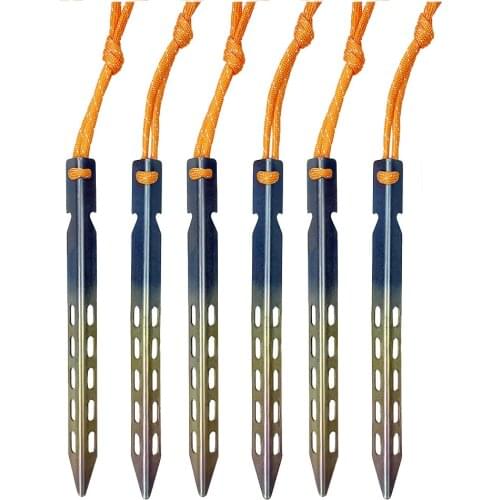6pcs Titanium Tent Peg Windproof Outdoor Camping V Shape Titanium Spike Titanium Tent Nail Accessories Titanium Tent Stake