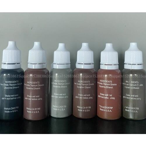 6pcs/set Semi Permanent Microblading Pigment Permanent Makeup Eyebrow Pigment Eye Line Lip Tattoo Ink