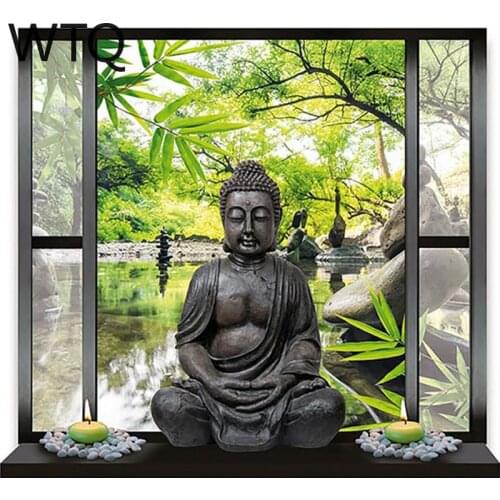 5d DIY Landscape Diamond Painting Window Buddha Diamond Embroidery Full Drill Diamond Mosaic Cross Stitch Kits Home Decor Gift