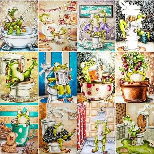ZOOYA Full Square Round Diamond Painting Frog Diamond Embroidery Animals Cross Stitch Cartoon Rhinestone Mosaic Home Decor Gift