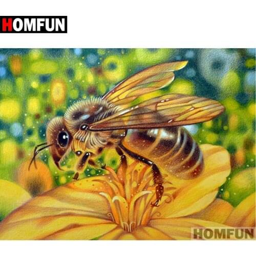 HOMFUN Full Square/Round Drill 5D DIY Diamond Painting "Animal bee" Embroidery Cross Stitch 5D Home Decor Gift A07062