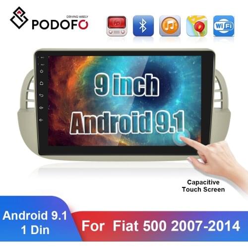 Podofo 9 " Android 9.1GPS Car Player Multimedia Canbus Android Car Radio For Fiat 500 2007 2008 2009 2010 2011 2012 2013 2014