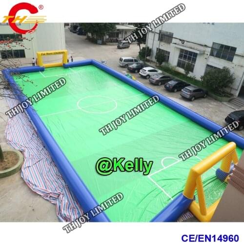 Free shipping pvc tarpaulin soap inflatable football field soccer field for sale, commercial durable inflatable football pitch