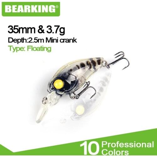 BEARKING Hot model A+ professional fishing lures mini crank hard bait 35mm 3.7g dive 2.5m 15 different colors for selection