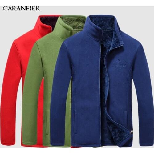 CARANFIER 3pcs Men Winter Softshell Fleece Jackets Outdoor Sport Warm Coats Thickening Jacket Stand Collar Mens Sweater Coat