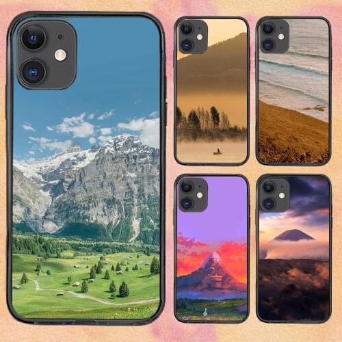 Mountain Cloud Landscape Phone Case For iphone 12 11 6 Mini Pro XS Max X XR 7 8 Plus Soft TPU Cover 12Pro 11Pro 12Mini