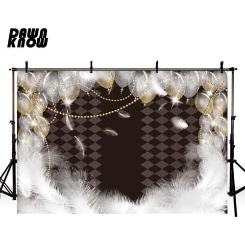 DAWNKNOW Balloon Feather Photography Background Backdrop Photocall Newborn Baby Birthday Party Celebrate Photo Studio GY529
