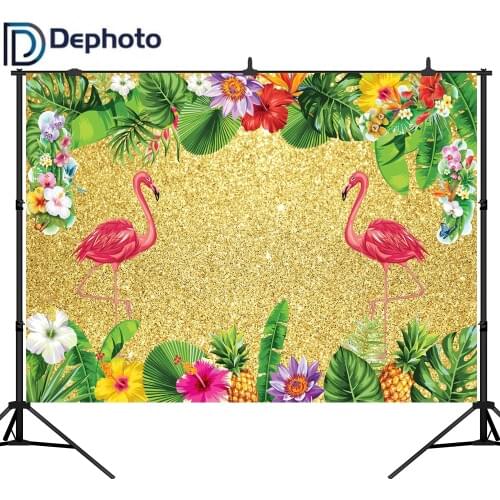 DePhoto Photography Backdrops Flamingo Luxury Party Tropical Rainforest Birthday Baby Shower Background Photocall Photo Studio