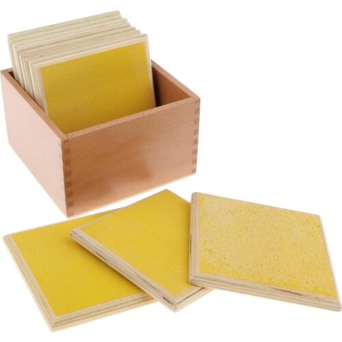 Wooden Montessori Sensorial Material - Rough and Smooth Touch Boards in Box Tactile Learning Early Developmental Toy for Kids