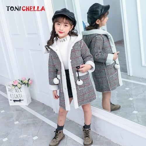Children Girl Thick Warm Jackets Autumn Winter Outwear Fashion Plaid Hooded Kids Jacket Outdoor Warmer Clothing Overcoat CL5701