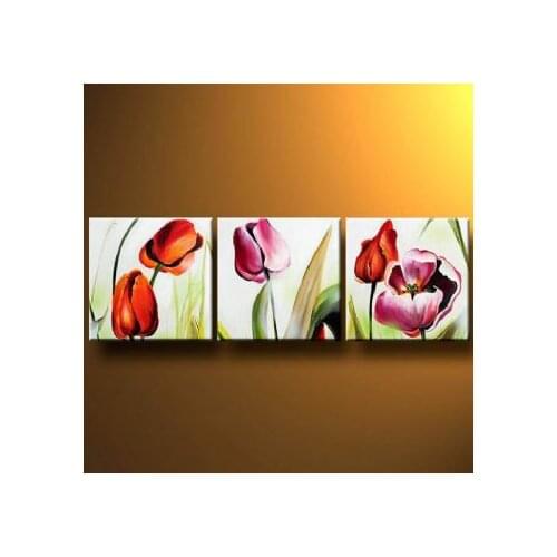 Home Decoration Hand Painted Canvas Oil Painting Tulips In The Spring Sun-Modem Canvas Wall Art set