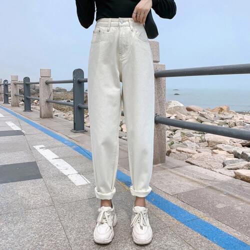 Jeans Women Loose High Waist Straight High Waist Pants Solid Color Wide Legs Retro Loose Womens Denim Trousers Thin Section