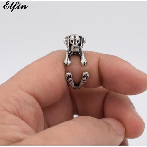 Elfin Wholesale Vintage Adjustable Labrador Retriever Ring Men Fashionable Cute Jewellery Rings For Women Anillos Mujer Warcraft