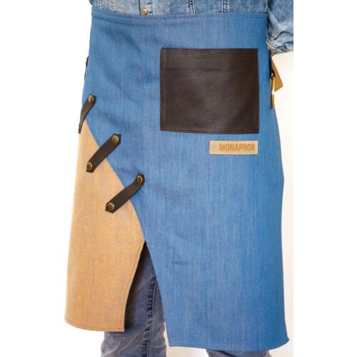 Unisex Men Women Apron Bib Chef Kitchen Apron Barista Apron Bartender Coffee Restaurant Cooking Apron with Pockets
