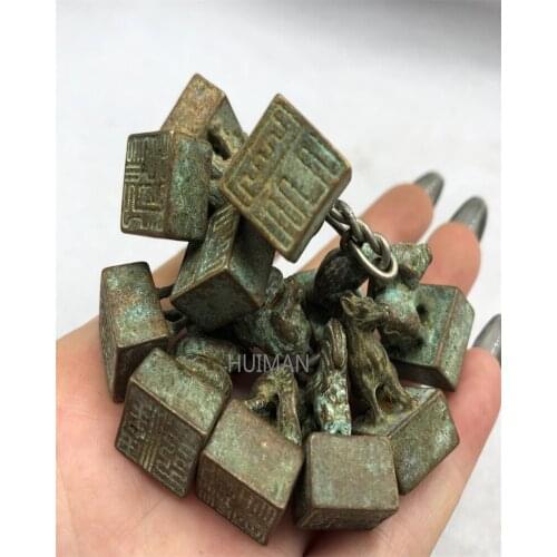 China Copper Statue Twelve Animals Seal Metal Crafts Home Decoration