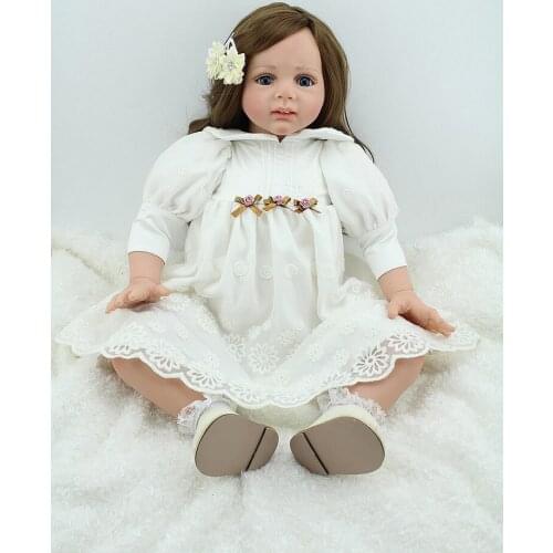 Bebes doll with 60cm Big flower hairpin shawl hair childrens holiday gift simulation doll baby cute birthday girl gift