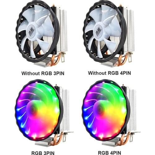 SNOWMAN PWM CPU Cooler 2 Heat Pipes RGB 120mm CPU Cooling Fan 3Pin 4Pin PC Quiet for Intel LGA 2011 775 1150 AMD AM4 AM3