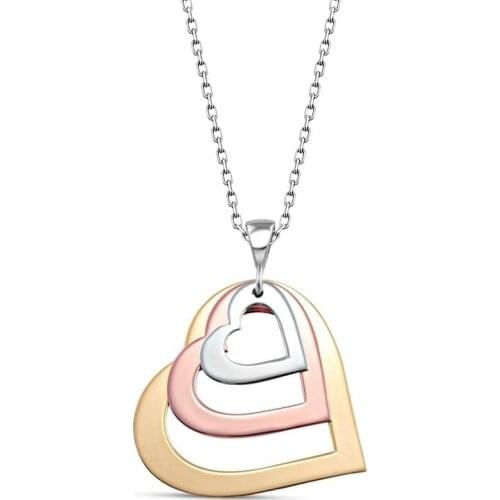 Name Post Three Color Silver Three Heart Pendant DN197