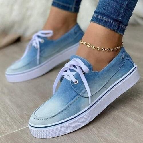 Hot Sale Womens Shoes 2021 Spring and Autumn Womens Plus Size Canvas Shoes Fashion Lace-up Flat Casual Single Shoes Women