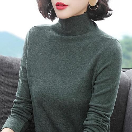 Fashion Autumn Spring Warm T-shirt Womens Half High Neck Bottoming Shirt Slimming Long Sleeve Top