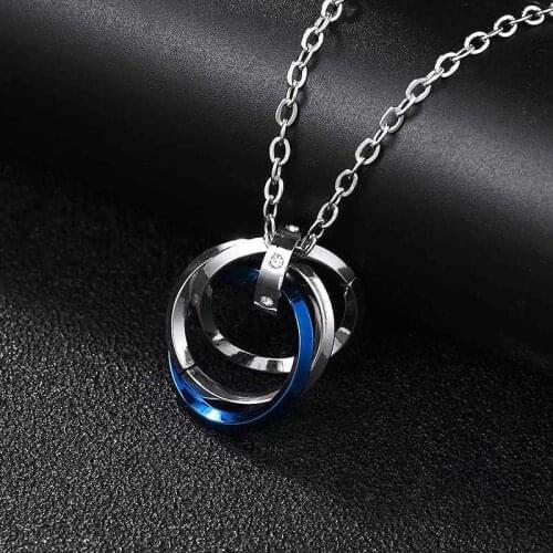 Streetwear Hiphop Men Pendants Cross Three Circle Design Couple Pendants Love Gift Titanium Steel Women Men Necklace