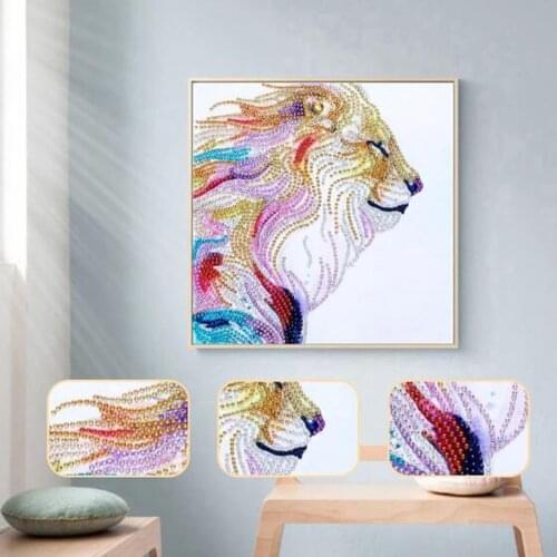 5D DIY Special Shaped Diamond Painting Lion Cross Stitch Embroidery Kits Mosaic Diamond Painting Home Wall Decoration for Room