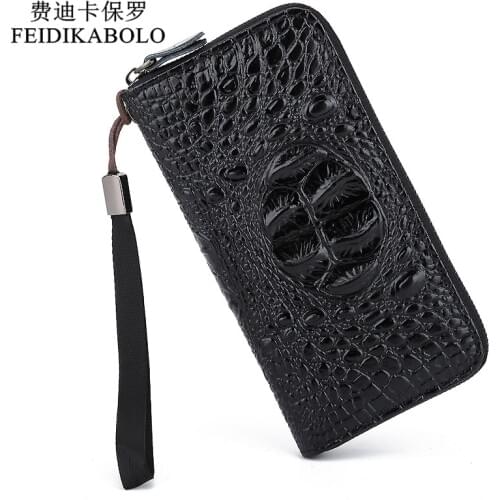 FEIDIKABOLO New Wallet Crocodile Long Men Wallets PU Leather Male Purse Mens Clutch Wallets Fashion Man Zipper Wallet Coin Bags