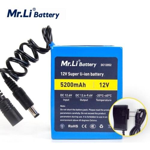 Mr.Li Recargable 12V 5200mah Battery Pack Lithium-ion 18650 Battery Pack For CCTV camera With 1A Charger