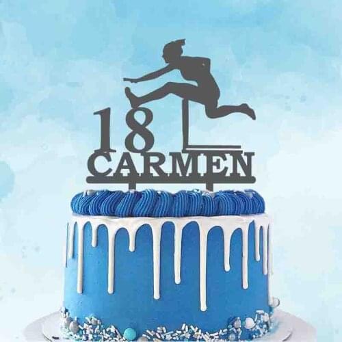 Personalized Hurdle Cake Topper Custom Name Age Woman Hurdler Silhouette Topper For Hurdler Birthday Party Cake Decoration