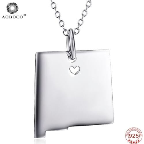 925 Sterling Silver DIY USA State Pendants Necklaces Personalized Nevada State Custom Map Necklace Chain Charm Necklace GNX8754
