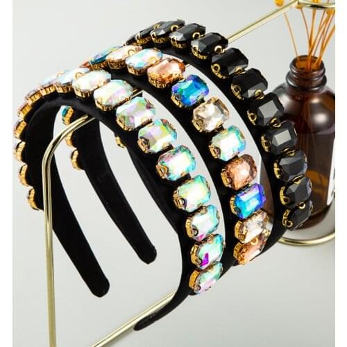 Promotional New Bling Rhinestone Headbands Colorful Big Crystal Geometric Diamond Headband for Women 2020 Hair Accessories