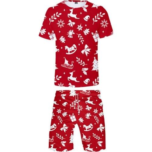 Christmas 3D Printed Two Piece Set Fashion tracksuit women Summer Short Sleeve T-shirts+Casual Shorts jogging Streetwear Clothes