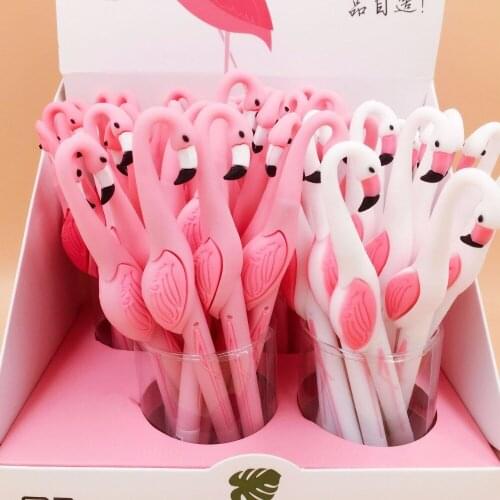 32pcs/lot cartoon Flamingo silica black ink creative style gel pen unisex pen Roller ball pens sign pen