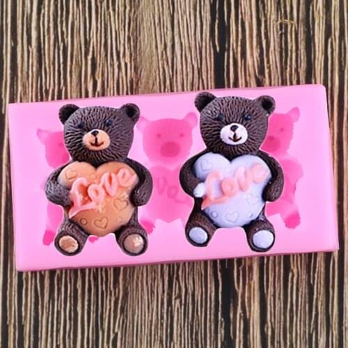 Bear Silicone Molds Baby Birthday Cake Decorating Tools Fondant Chocolate Gumpaste Mould Cookie Baking Clay Candy Moulds