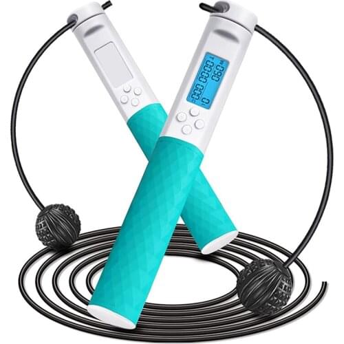 Jump Rope with Calorie Counter Digital Skipping Rope Fitness with Weighted Handles Adjustable Length Jumping Rope