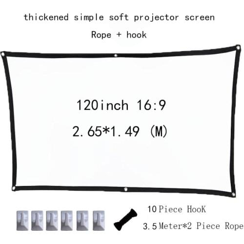 120inch 16:9 HD Foldable Anti-Crease Portable Projection Movies Screen Thickened Polyester Simple Soft projector Screen