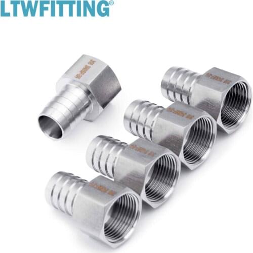 LTWFITTING Stainless Steel 316 BSP Fitting Coupler/Adapter 3/4-Inch Female BSPP x 3/4-Inch(19mm) Hose Barb Fuel Gas