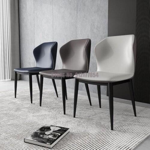 Modern minimalist dining chair household white gray light luxury backrest adult stool makeup net red dining table chair soft sur