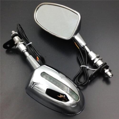 LED Rearview Side mirror For 04-07 Kawasaki ZX10R/99-08 Suzuki Hayabusa Honda CBR 600 F1 F2 F3 CBR 900 929 954 RR Chrome