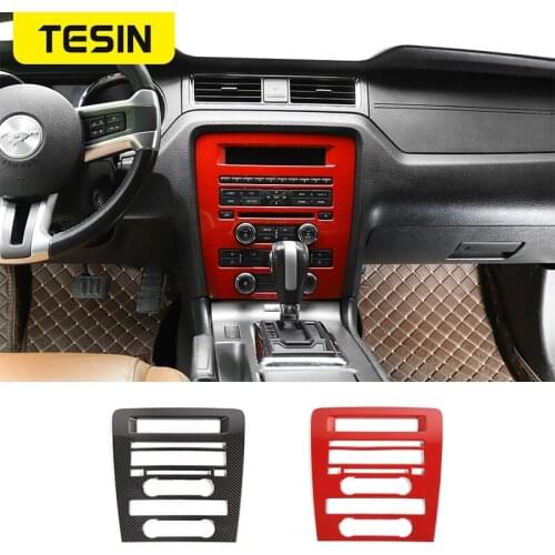 TESIN ABS Car Center Console Navigation Panel Decoration Cover Stickers For Ford Mustang 2009-2013 Car Interior Accessories