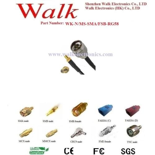 Antenna extension cable/RF cable assembly/cable antenna: N male straight to SMA female straight with rg58 cable
