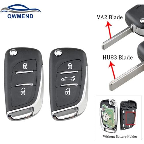 BHKEY CE0523 Smart Car Key for Peugeot 307 407 607 2005-2011 Car Remote Key HU83/VA2 Blade 2/3 Buttons 433Mhz ASK